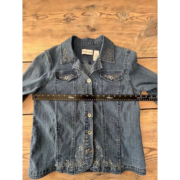 Alfred Dunner Denim Jacket Womens 8 Blue Jean Embellished - Picture 4 of 5